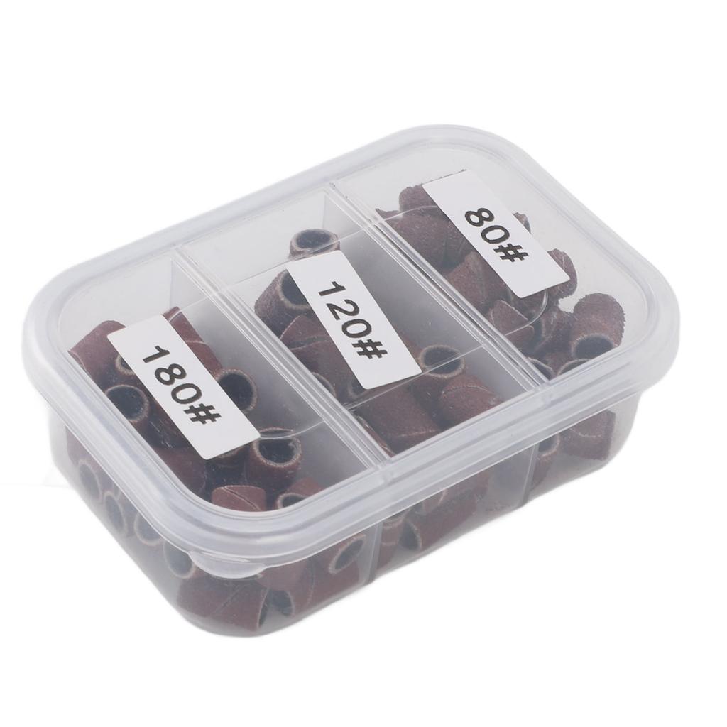 75pcs Nail Art Sanding Caps Dead Skin Removal Manicure Grinding Bands with Mandrel Bit 80 Grit 120