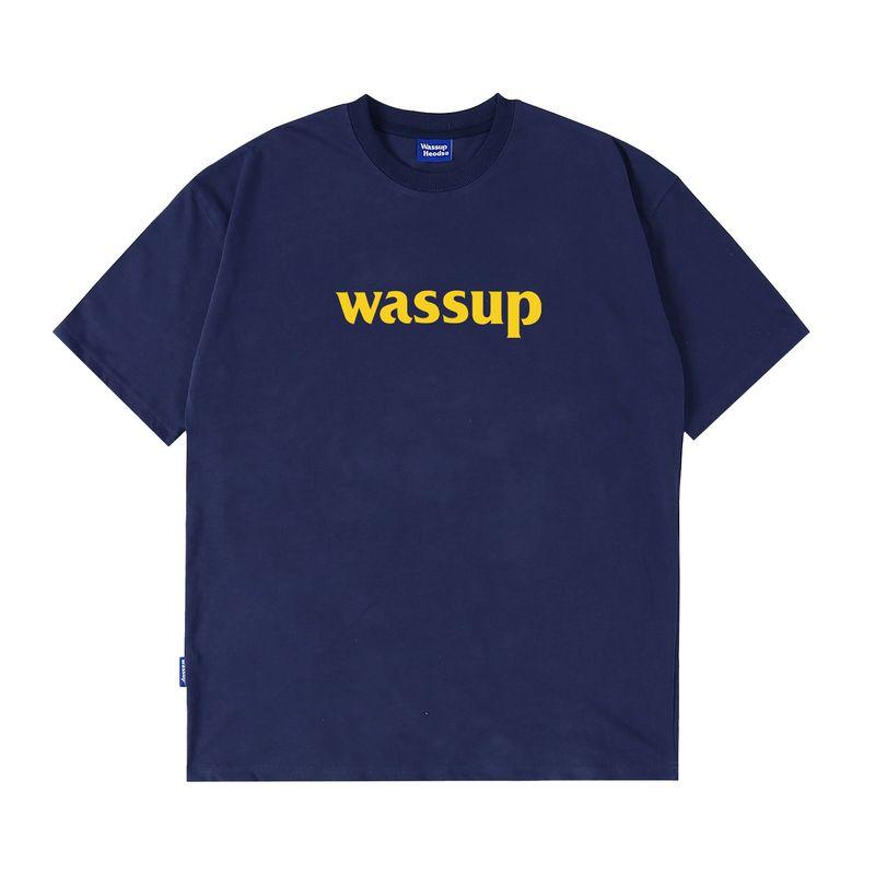 Wassup Heods Simple T-Shirt with Built-In Trendy Solid Color Pure Cotton Casual Top for Men and Women Official Store