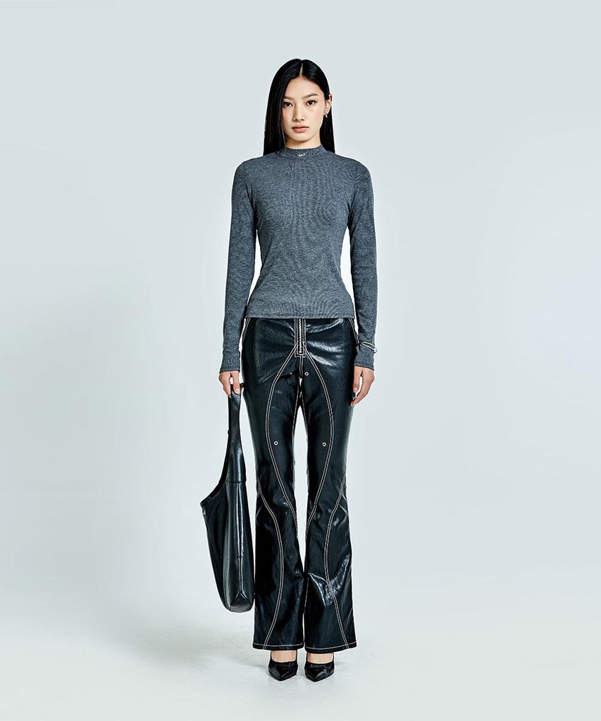 51Peosenteupoumeon Bootcut Tunnel Linning Trouser Leather - Black(Woman)