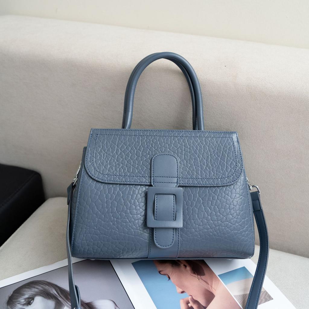 Damen Schulter-Crossbody-Tasche aus Rindsleder, schlichte Mode, Mädchen Reißverschlusstasche, großes Fassungsvermögen, Muscheltasche