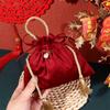 Velvet Flannel Gift Bag Wine Red Chinese Traditional Wedding Gift Bag Drawstring Candy Bag  Guests
