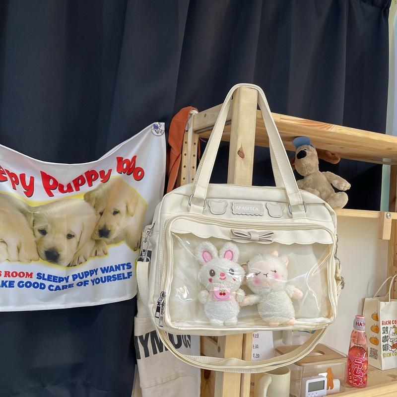 Japanese Harajuku College Wind Cute Jk Uniform Bag Transparent Badge Girl Cartoon Anime Two-dimensional Crossbody Pain Bag