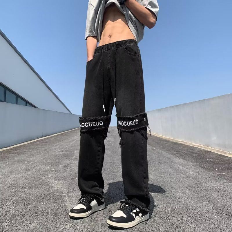 Джинсы мужские JYL Американский винтаж Рваные Модные Потертые Свободные Прямые Стирка Деним M