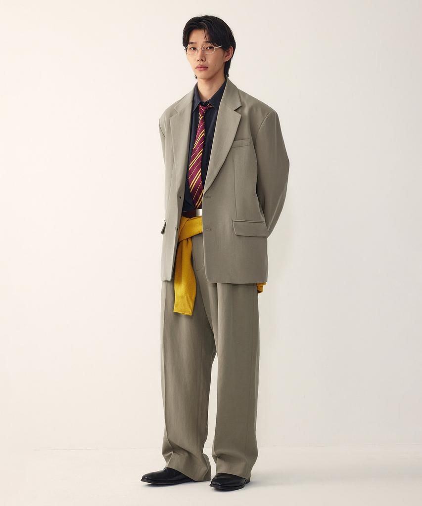 STUDIO TOMBOY [Men] String Pleated Tuck Set-Up Pants_Beige 9156131551