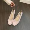 French inner heightening suede ballet single shoes women's shoes 2025 new spring and autumn bow red evening shoes