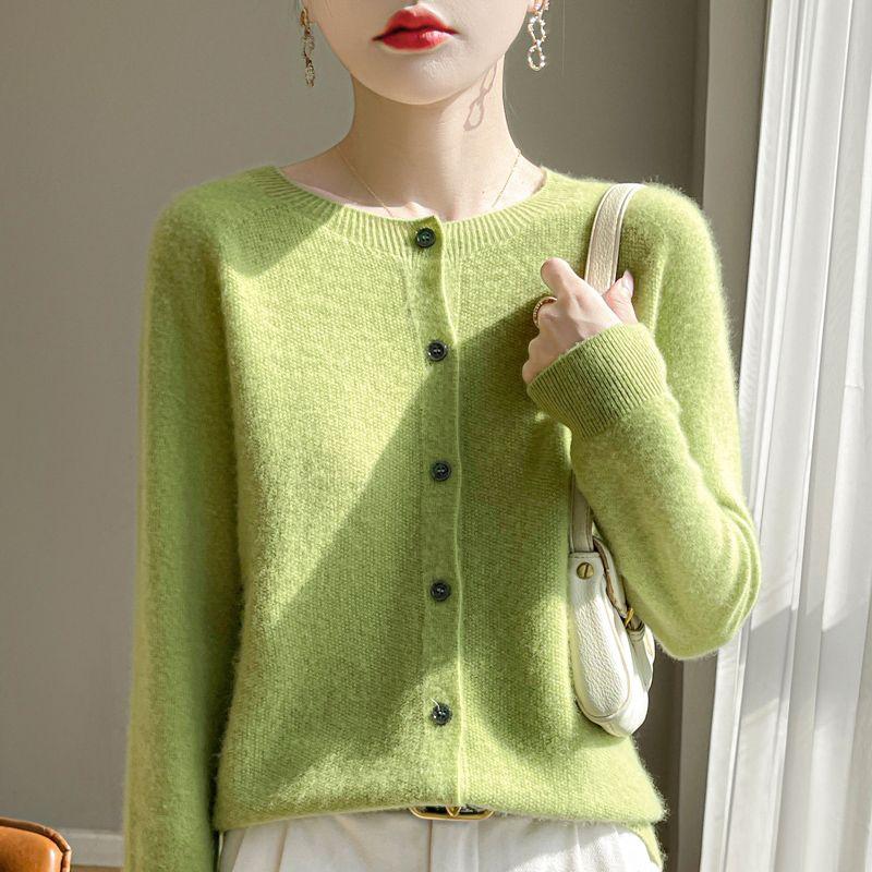 Frühling und Herbst Kaschmir Pullover Frauen O-Ausschnitt Strickjacke lose Langarm Pullover Top