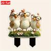 2D Acrylic Happy Chick Garden Stake with Base, Waterproof Indoor & Outdoor Decor for Planters & Lawns, Easter & Year-Round Fairy Theme Ornament