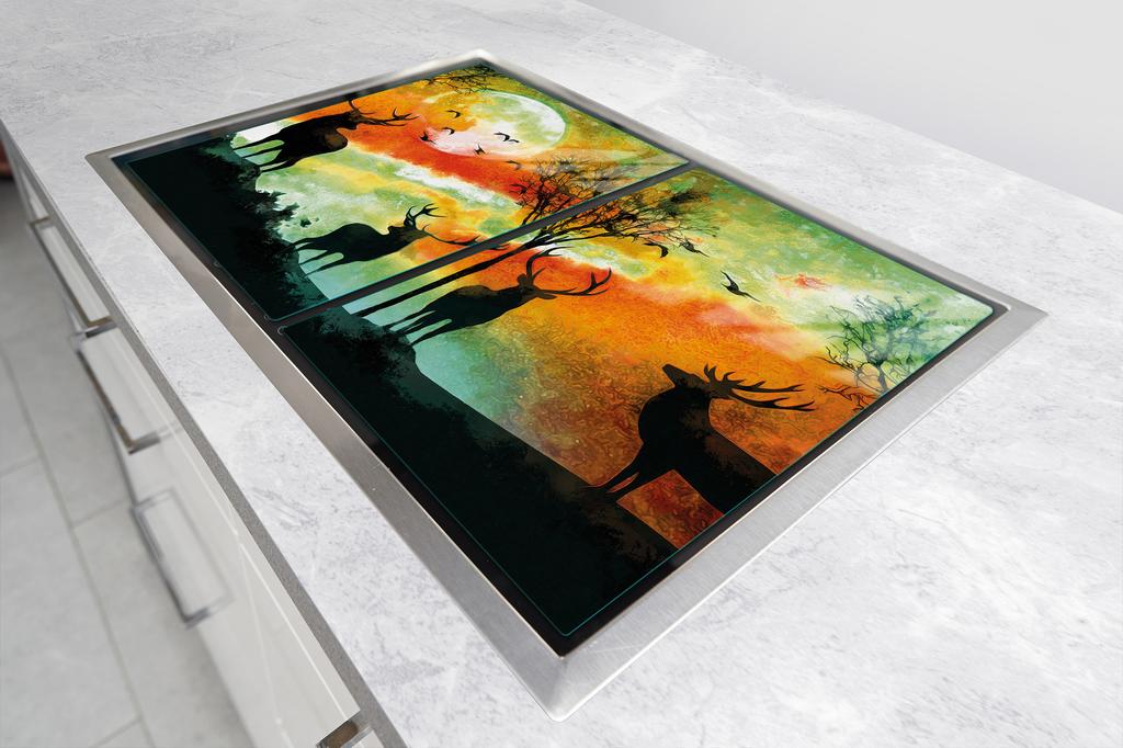 GLAS-SCHUTZPLATTE FÜR DIE KÜCHE 2x35x52 HIRSCH
