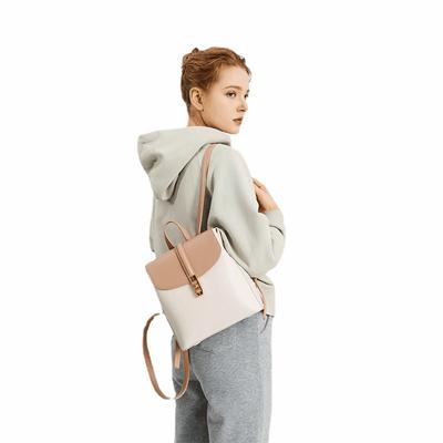 Women's Bag OEM Contrasting Color Fashion Backpack Niche Commuter Leather Backpack OEM Guangzhou Leather Goods Factory