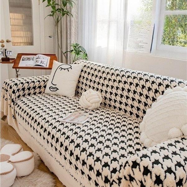 Qiandongge English Plush Sofa Cover Cloth Anti-Cat Scratch Sofa Towel Universal All-Inclusive Sofa Cushion Sofa Dust Cover