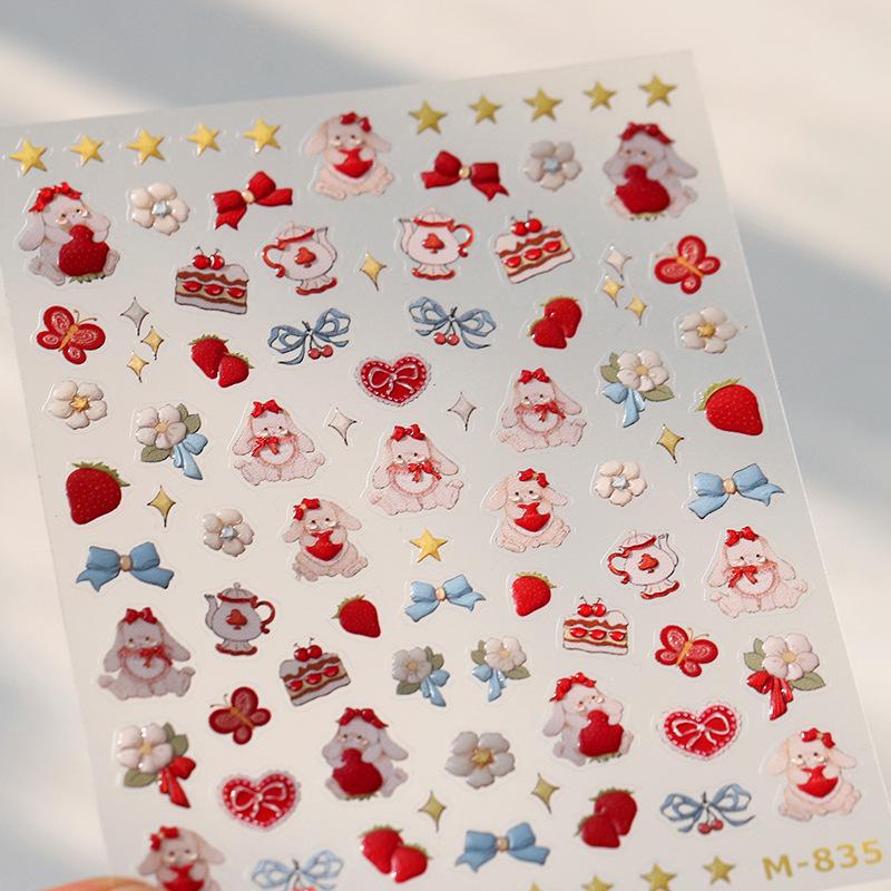 

Наклейки для ногтей TENSOR M835 Матовые желейные Кролик с большими ушами - Горячее тиснение, Самоклеящиеся.