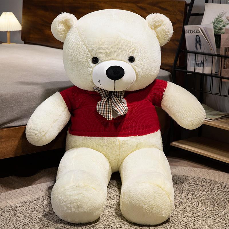 New 100cm Giant Dressed Sweater Bear Bowknot Multiple Color Options Plush Animals Dolls Super Soft Baby Soothing Toys Gift Decor