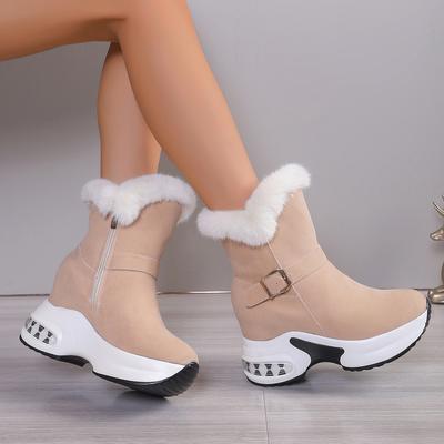 Large Size Snow Boots for Women's Autumn and Winter New European and American Style Velvet Thickened Warm Medium Tube Snow Boots Cotton Boots for Wome