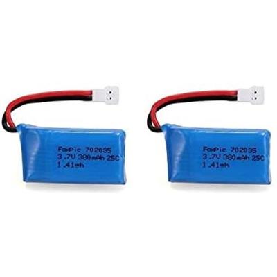 2-Pack LiPo Rechargeable Batteries 3.7V 380mAh | Compatible with HUBSAN X4, JXD 385 | Enhanced Flight Performance, Blue