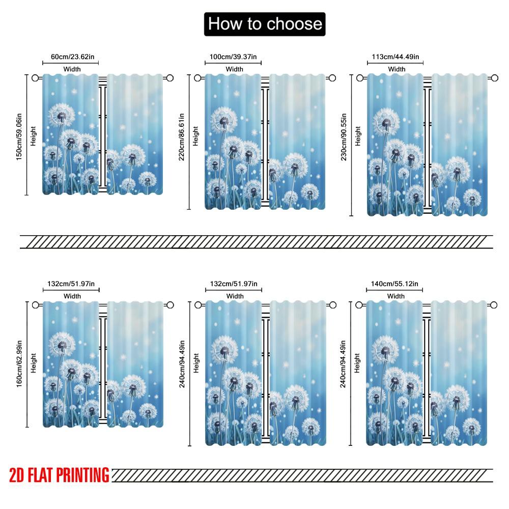 2 Stück, 2D-Flachdruck Vorhang Beliebte Löwenzahnträume Vielseitig Langlebig Polyester (ohne Stange) Art Deco Festlich für Zimmer,