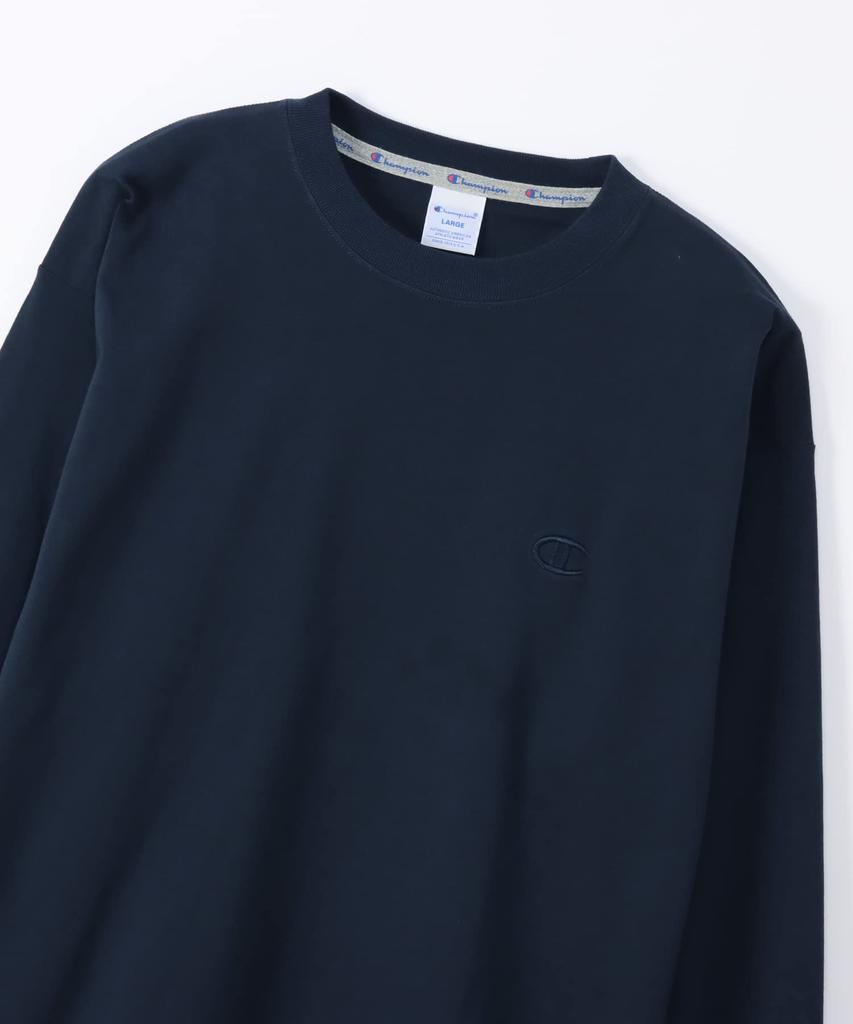Champion Long Sleeve Relax Crew Action Size XL Men's T-Shirt, 100% Cotton, Fit, Neck, One-Point Logo, Style, Navy, C3-V414,