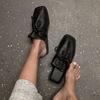 Fashion Sqaure Head Solid Color Women Slippers Fashion Flats Summer Sling back Ladies Shoes Elegant Low Heels Zapatos Mujer