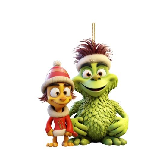 1/4Pcs Christmas Tree Decoration Cartoon Green Elf Hanging Ornaments Acrylic Flat Pendant Xmas Tree Accessories for Holiday Home Car Decor