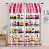 2pc,  Party Curtains Cartoon Cake Shop Versatile Polyester,Without Electricity Festive Wall Decor Perfect for Home & Party
