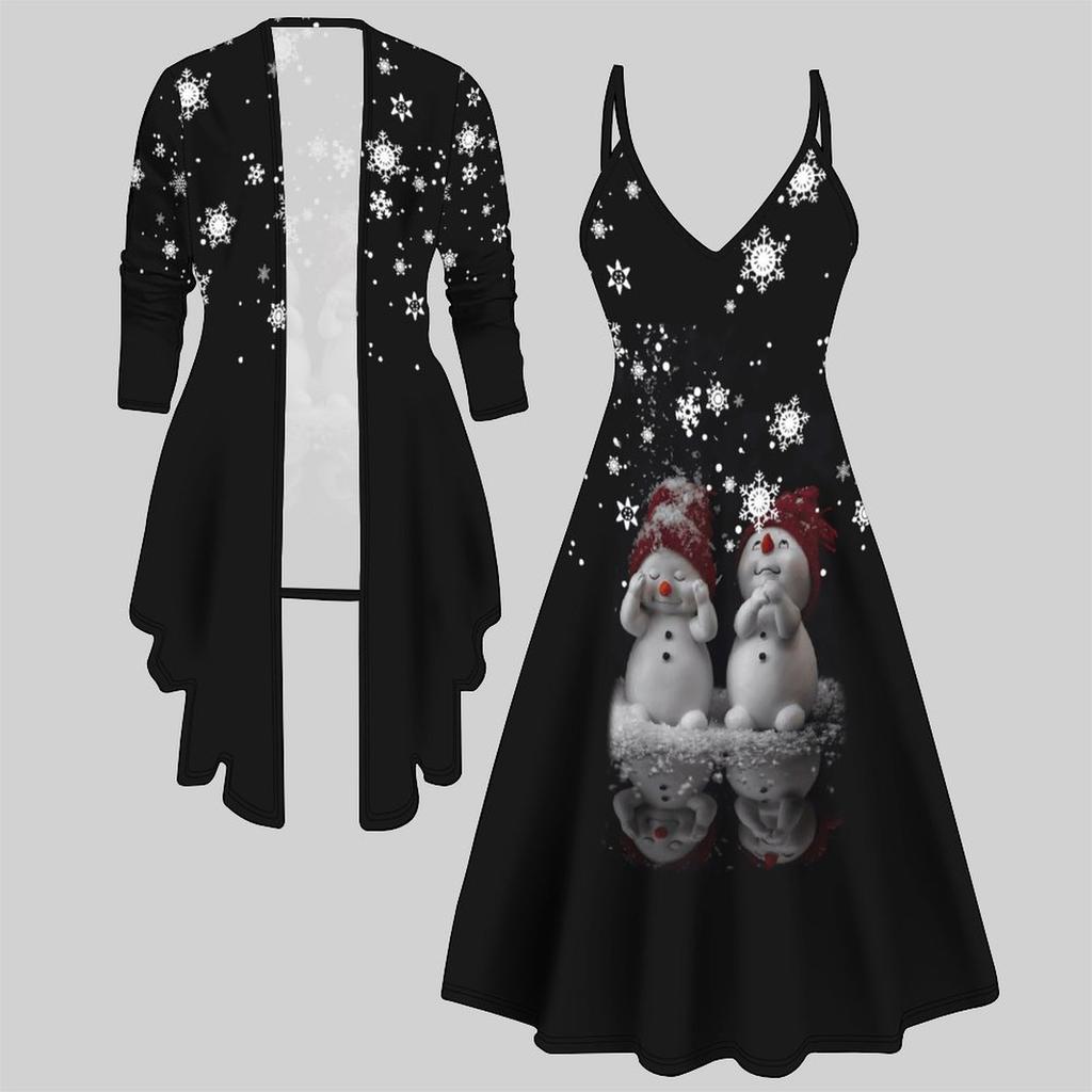 3D Printed Set Dress Coat , Double Color Combination with Simple Design Fashion Print,suitable for Various Scene Fashion Styles