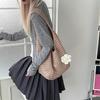 Solid Color Knitting Shoulder Bag Flower Large Capacity Bohemian Crochet Tote Bag Hollow Out Versatile Casual Woven Handbag