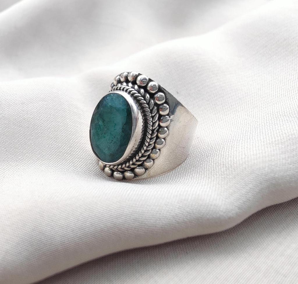 Emerald Ring 925 Sterling Silver Handmade Jewelry May Birthstone Gift