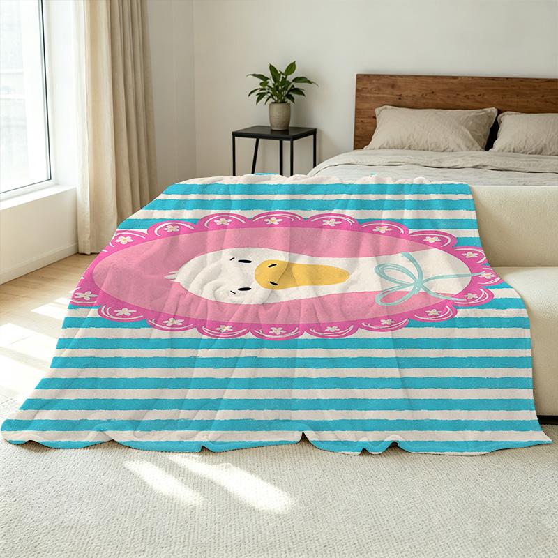 Flannel Fleece Blanket, Cute Cartoon Duck Design, Soft Warm Single Throw for Bedroom Home Leisure, Ideal for Halloween & Christmas