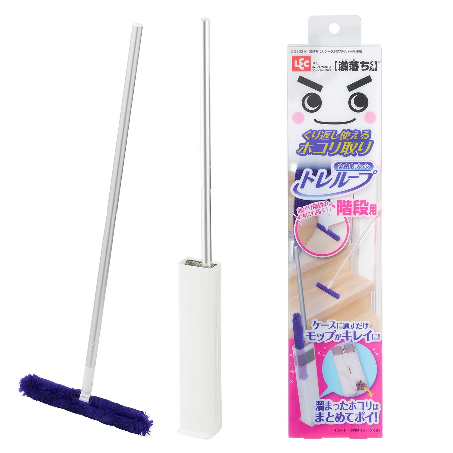 

Rec High Density Brush Treloop Многоразовая Пыль становится чистой при прохождении через корпус Гекиоки-кун (для лестниц) Удаление/мытье полов белый