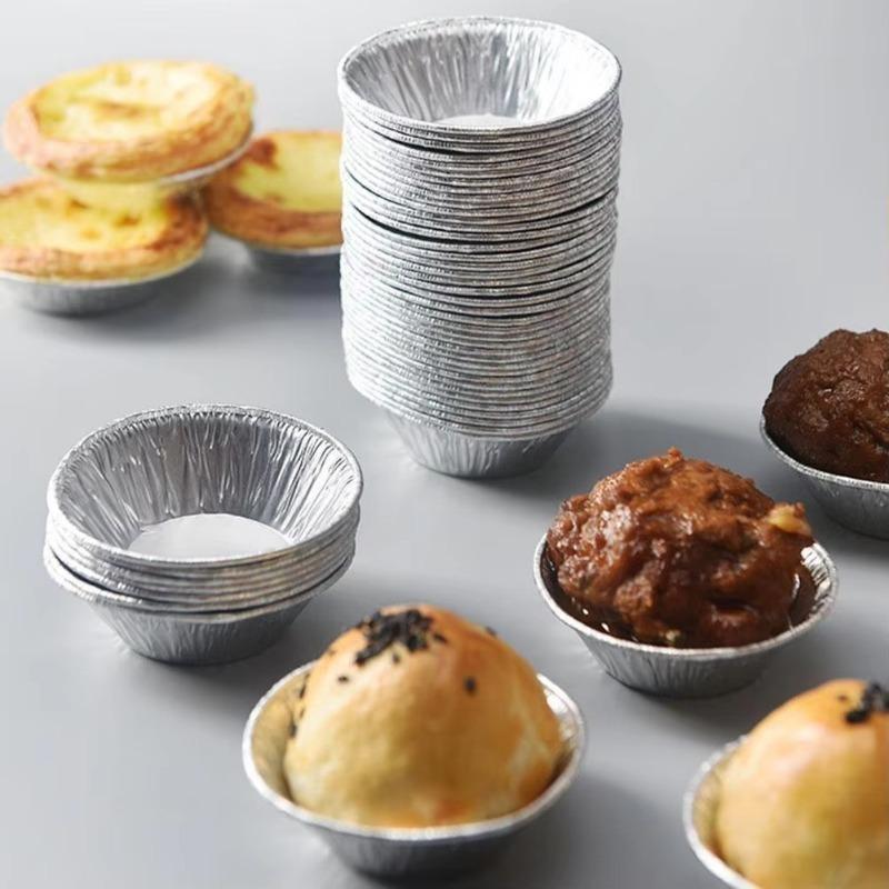 100Pcs Disposable Aluminum Foil Cups Egg Tart Mold Cake Tin Aluminum Foil Bake Mold Kitchen Mini Kit Christmas New Year