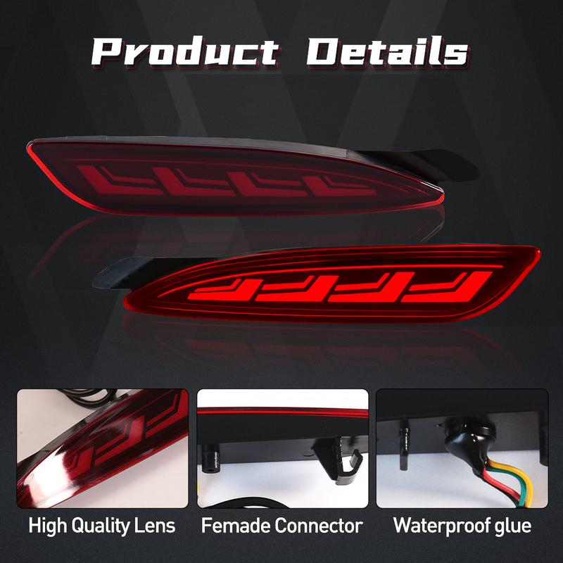 For Mazda CX5 CX-5   LED Rear Bumper Reflector Lights Auto Brake Warning Dynamic Turn Signal Lamps Car Accessories 12V