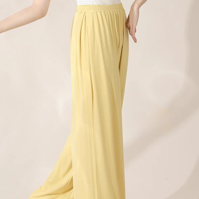 Nouveau Pantalon de Danse Moderne Lâche Fluide Large Jambe Entraînement Professionnel Forme Costume d'Entraînement de Danse Classique Célèbre Chinois M beige