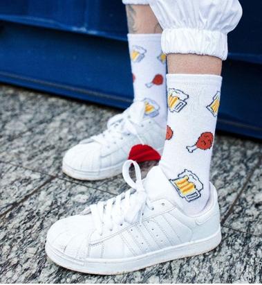 Socks White Chicken Socks Beer Beer Funny Patterns Gift