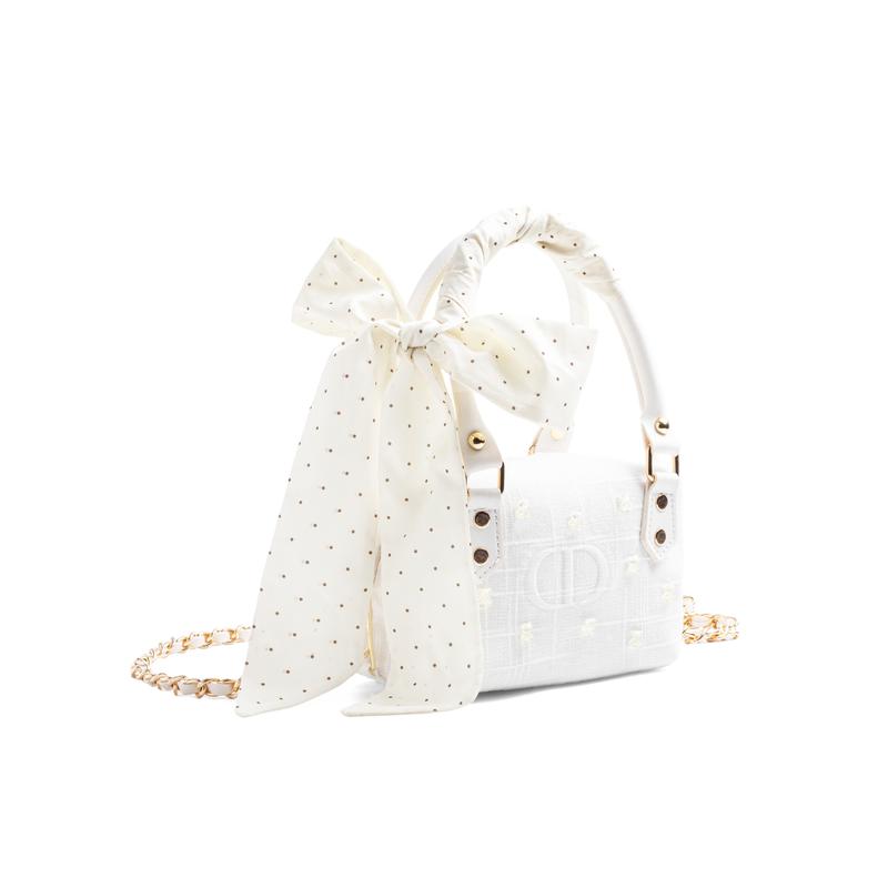 DIOR [Customized Cosmetic Bag] Nipple Jinghe Polka Dot Ribbon Decoration French Romance Gentle and Sweet Feeling Polyester Fiber Storage Bag Portable
