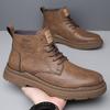 Martin Boots Men's Spring and Autumn British Style High-top Hundred Tower Trend Short Boots Casual Tooling Boots Cowboy Boots Platform Leather Boots