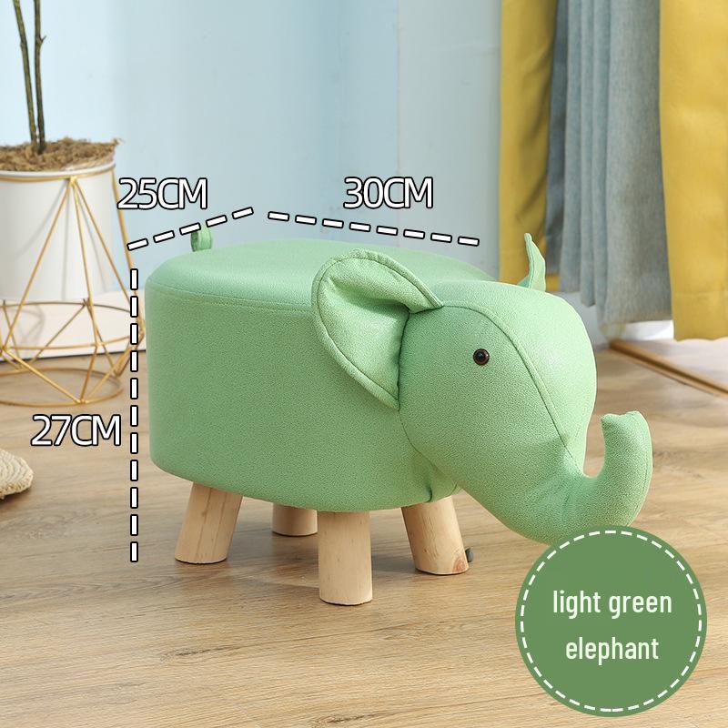 Children's Solid Wood Elephant Stool - Cute, Creative, Cartoon Animal Design for Home and Shoe Changing