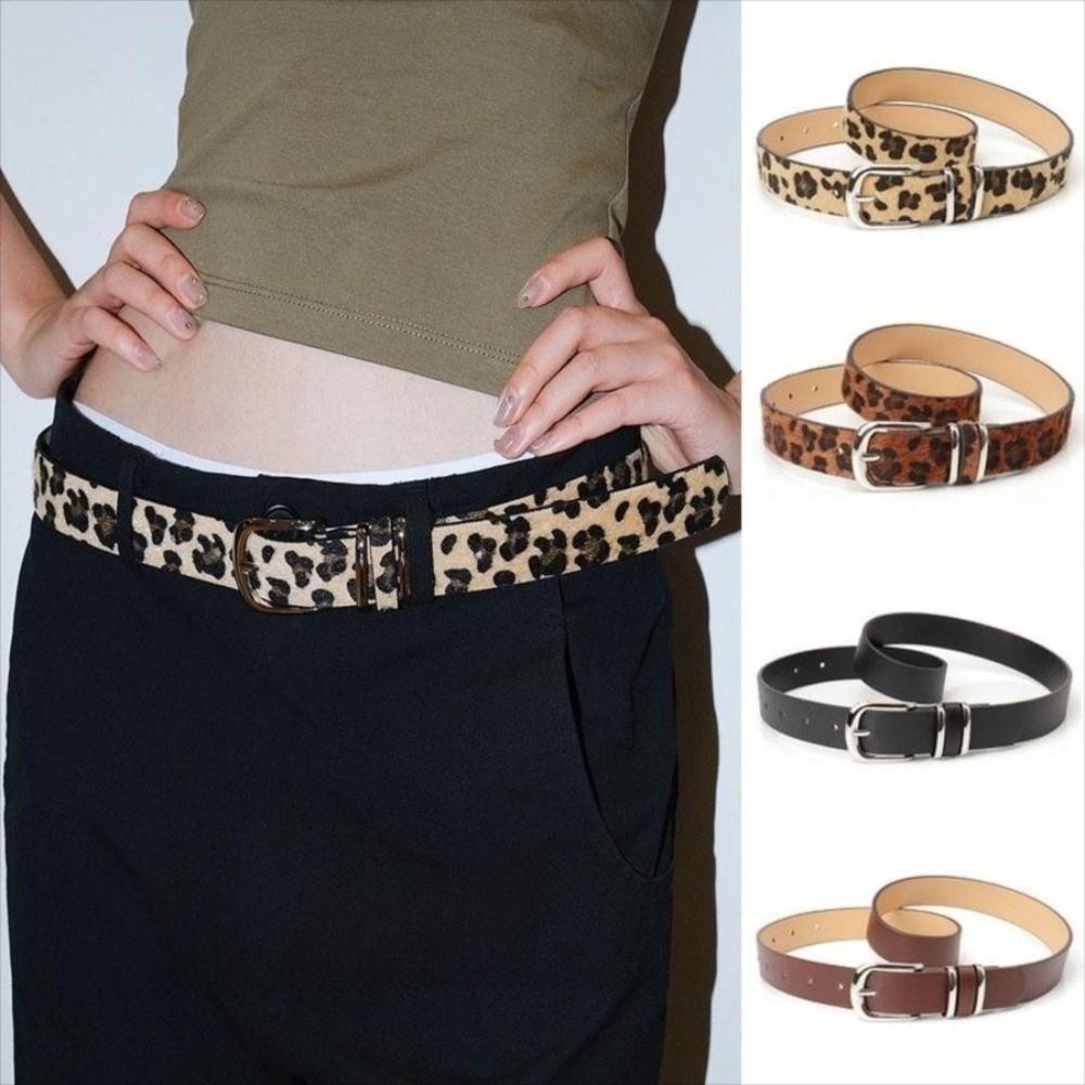 Plush Leopard Print Belt Y2K Waistband Fashion PU Leather Waist Belt  Beach