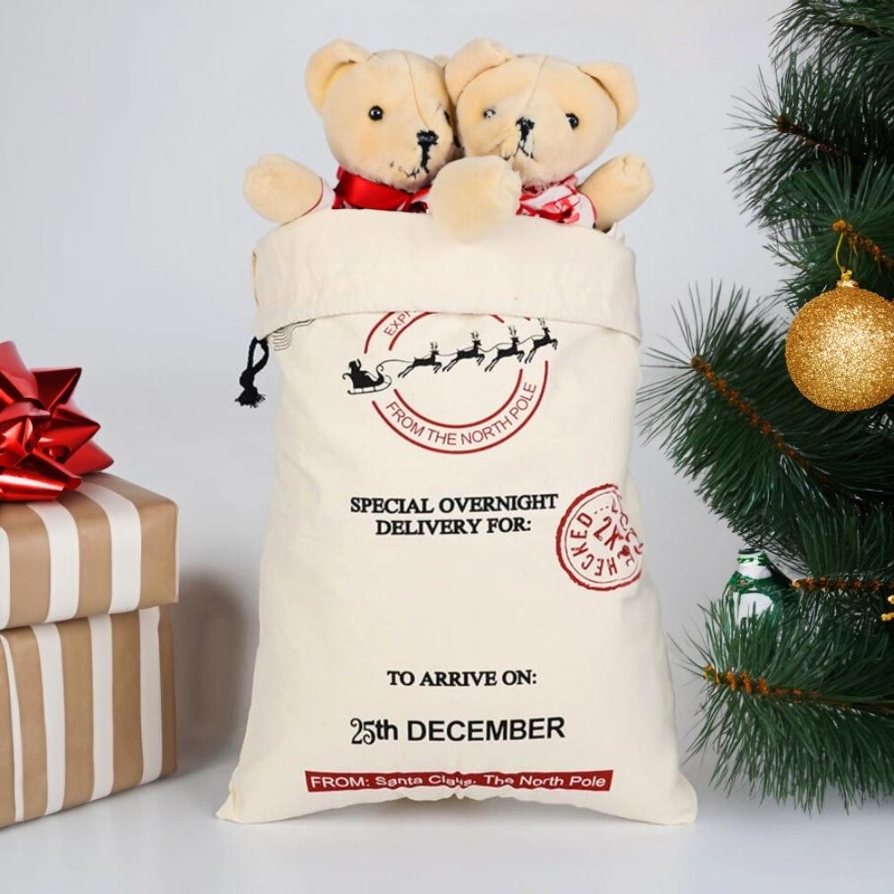 Christmas gift bag for Santa Claus, solid jute, 70cmx50cm