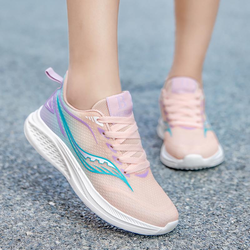 2025 Summer New Women's Shoes Mesh Breathable Versatile Casual Shoes Fashion Sports Running Shoes Flying Woven Printed Shoes