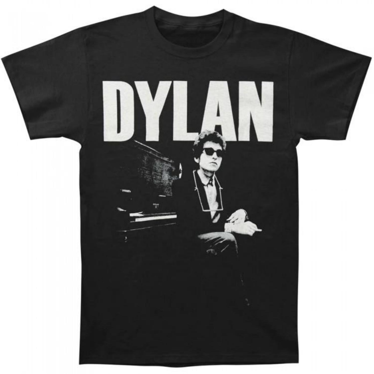 Bob Dylan Unisex Adult At Piano Cotton T-Shirt S чёрный