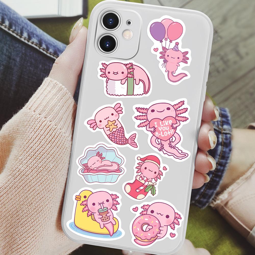 Cartoon Axolotl Stickers Cute Animal DIY Kids Toys Gift Decorative Decal for Laptop Phone Scrapbook Diary Luggage Waterproof