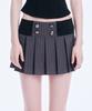 Akeumeseodeu Button Pleated Rib Banding Mini Skirt (Gray)