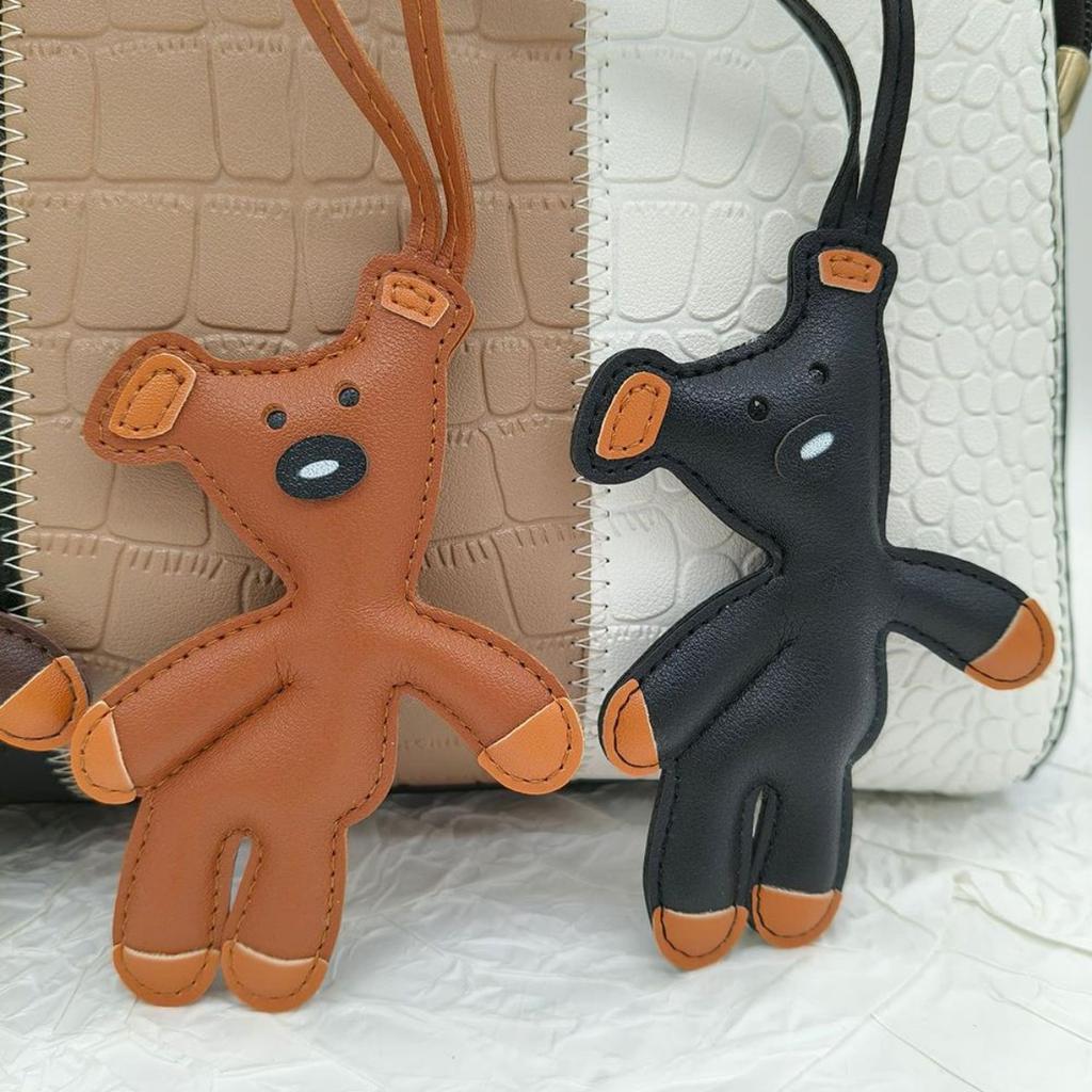 Mini Teddy Bear Keychain, Faux Leather Animal Keychain, Hanging Decoration Backpack, Handbag Hanging Decoration, Korean Version Bag Pendant