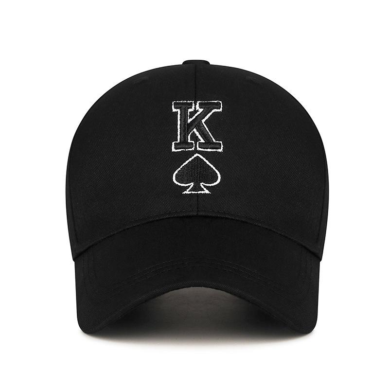 Spring Autumn Embroidered Playing Cards Spades K Letter Cap Outdoor Sunshade Baseball Cap