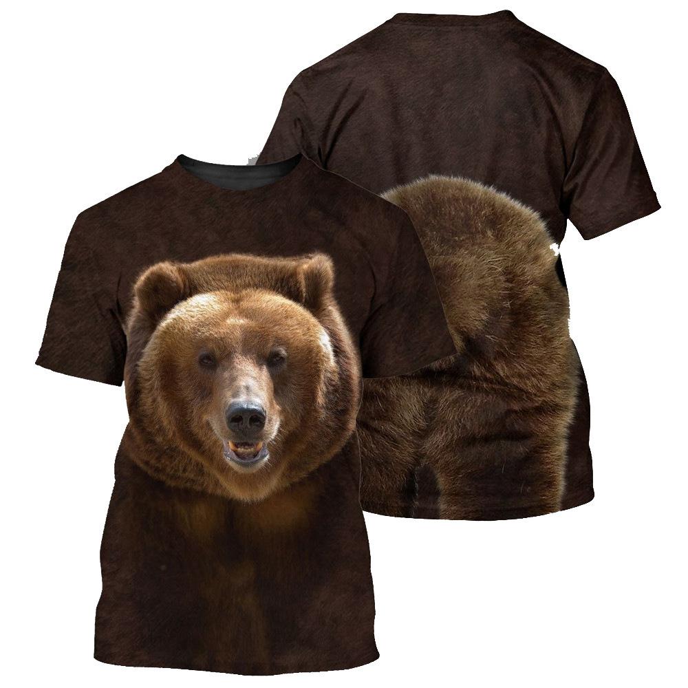 Summer Round Neck Animal Pattern 3D Print Top Fashionable Casual Short Sleeved Men's T-shirts