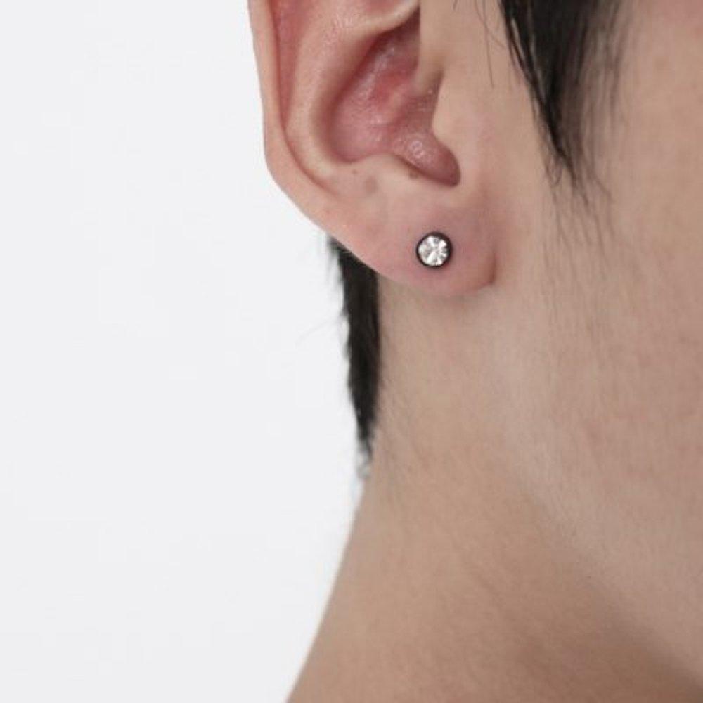 Men's Black Earrings Simple Cubic