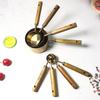 Messbecher und Löffel Edelstahl Messbecher Löffel mit Holzgriff 8er Set Stapelbar Genau Esslöffel für Trockenes