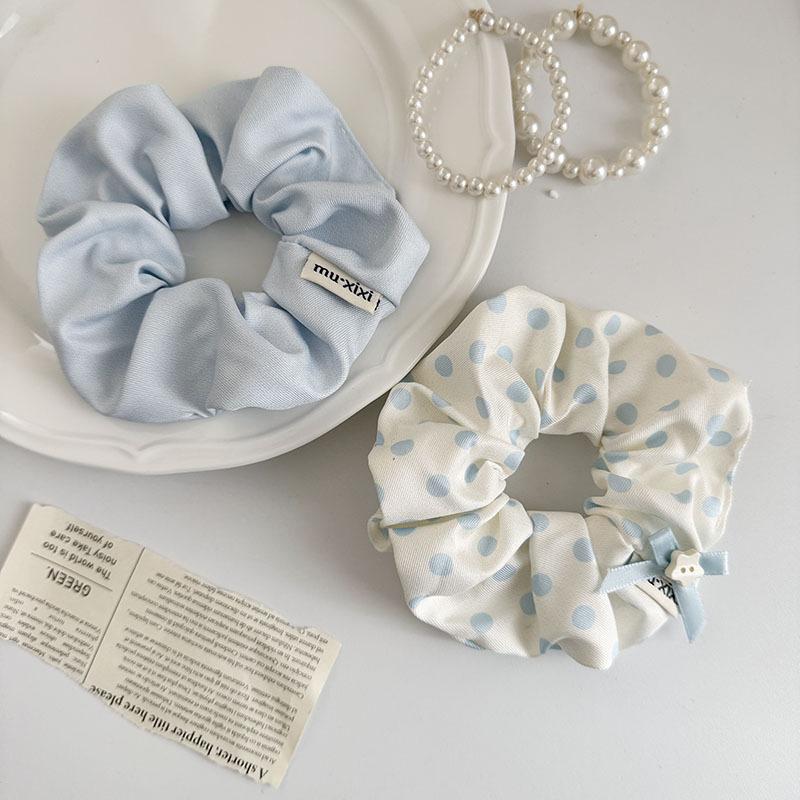 Elegant Blue Polka Dot Large Scrunchie Hair Band For Women Girls Hair Tied Bands Head Rope Ponytail Hair Accessories