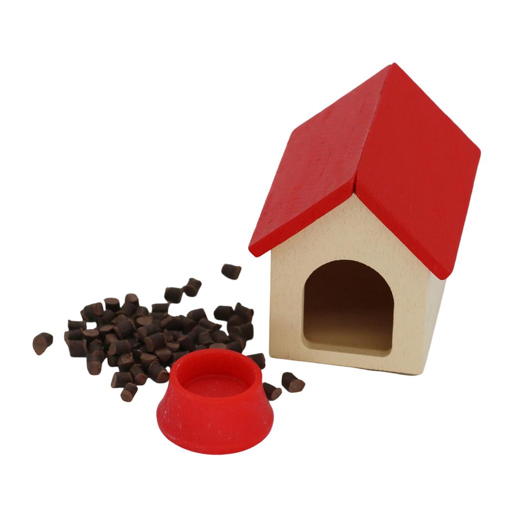 1:12 Scale Bowl Pet Dog House Pretend-Play Kid Playset Pet Realistic Dollhouses Pet Playset Dog Food
