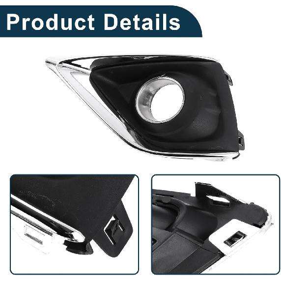 Fog Light Grill for Buick Envision 2019-2020 No.42489938 Front Left Front Lower Bumper Fog Light Cover Inserts Black,Silver Tone 1 Pc