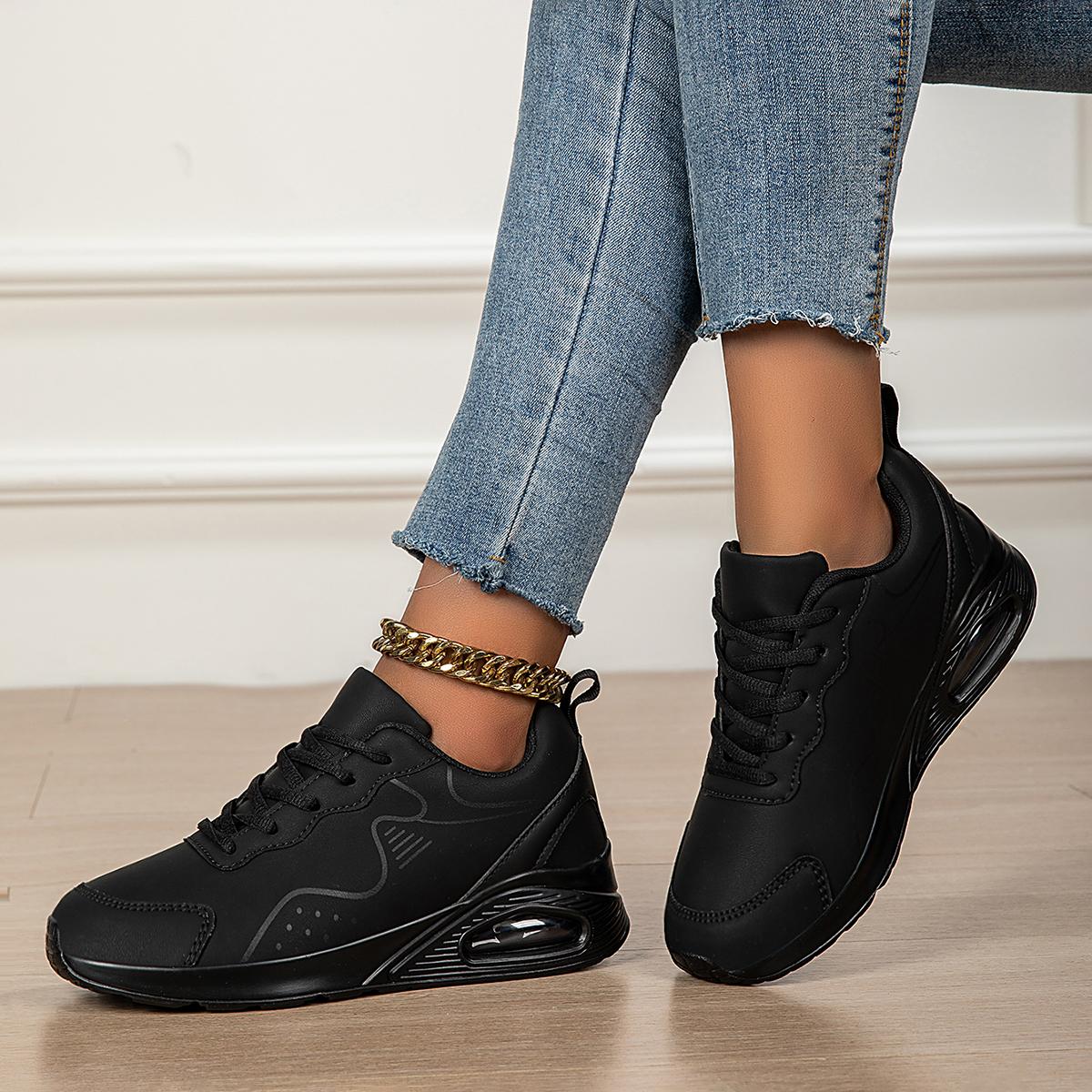 

Women s Leather Strappy Air Cushion Sole Sneakers, Height Increasing, Trendy, Versatile, Casual 43